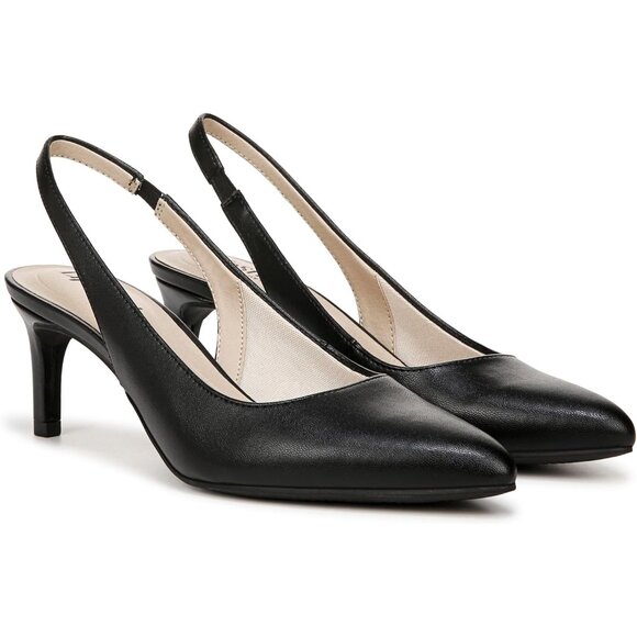 LifeStride Womens Black Polyurethane (PU) Slingback Kitten Heel Dress Pump - Picture 7 of 9